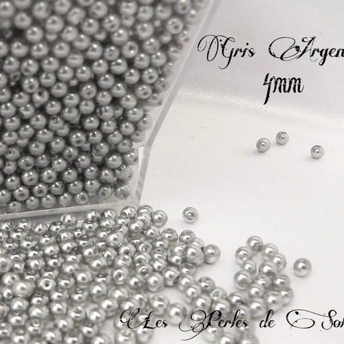 100 perles Nacrées 4mm Anthracite verre de Bohème 