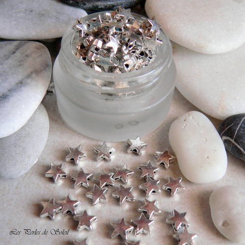 25 perles étoile 6 mm metal couleur argent 