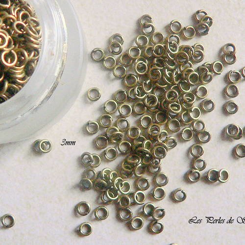 50 anneaux ouverts en metal  de couleur bronze 3mm 