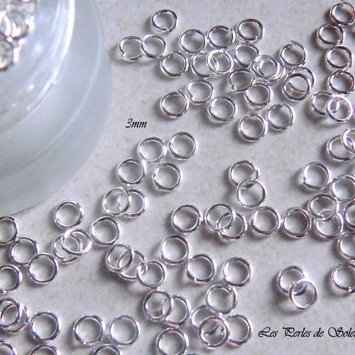 50 anneaux ouverts en metal  de couleur argentée 3mm 