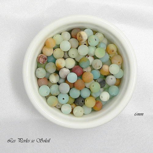30 perles naturelles veritables amazonite givrée rondes 6mm 