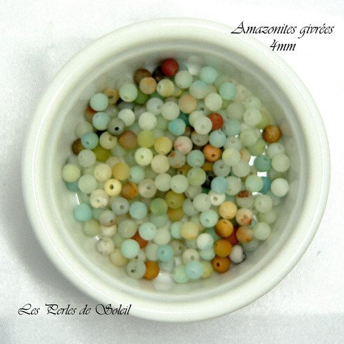 40 perles naturelles veritables amazonite givrée rondes 4mm