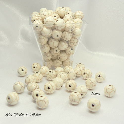 15 perles  pierre naturelle howlite blanche veinée 10mm 