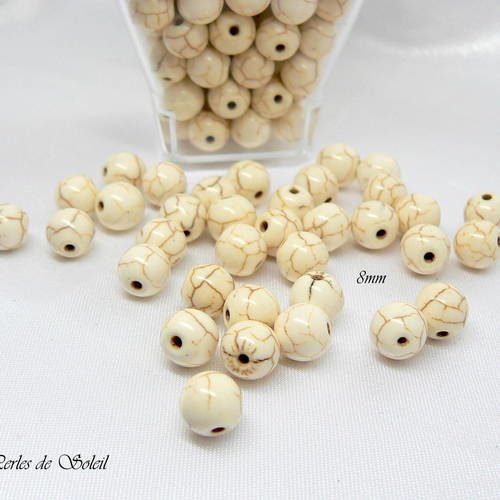 25 perles  pierre naturelle howlite blanche veinée 8mm 