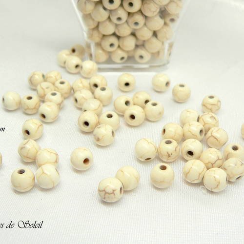 40 perles  pierre naturelle howlite blanche veinée 6mm 