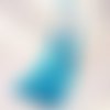 2 grands pompons avec coupelle en corde couleur bleu 12 cm 
