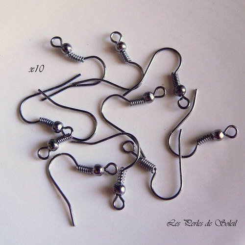 20 crochets boucles d'oreille avec petite perle en metal en fil coul gunmetal 18mm 