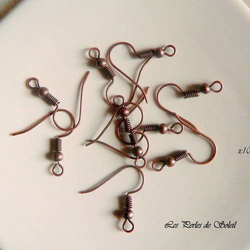 20 crochets boucles d'oreille avec petite perle en metal en fil coul cuivre 18mm 