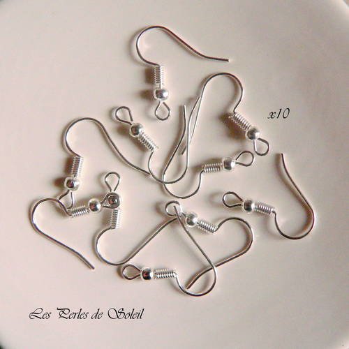 20 crochets boucles d'oreille avec petite perle en metal en fil argenté 18mm 