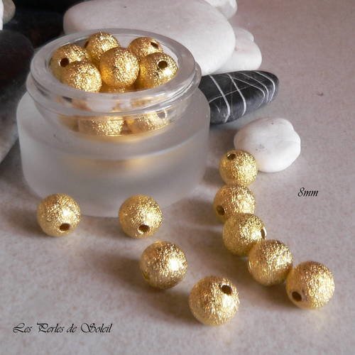 25 perles stardust 8mm metal couleur doré 