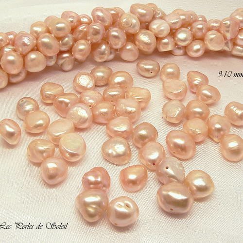 25 veritables perles de culture nacrées baroques d'eau douce roses  9-10 mm 