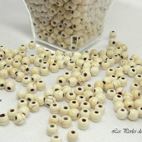 50 perles  pierre naturelle howlite blanche veinée 4mm 
