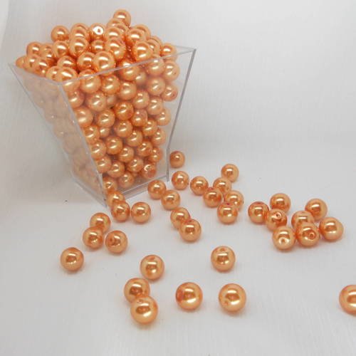 25 perles 10mm nacrées or cuivré en verre 