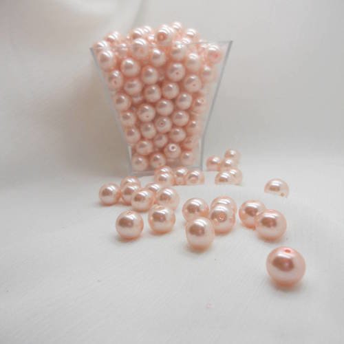 25 perles 10mm nacrées rose pâle  en verre 