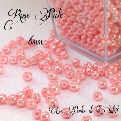 75 perles nacrées 6mm rose pâle  en verre 