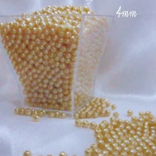 100 perles nacrées 4mm doré light en verre 