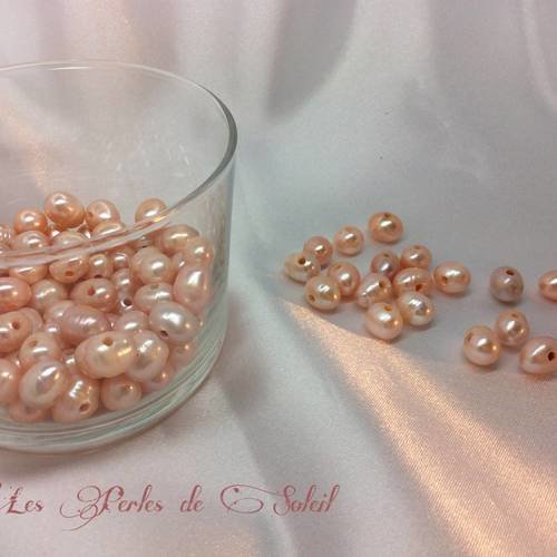 10 veritables perles de culture d'eau douce nacrées roses dim  9-10mm 