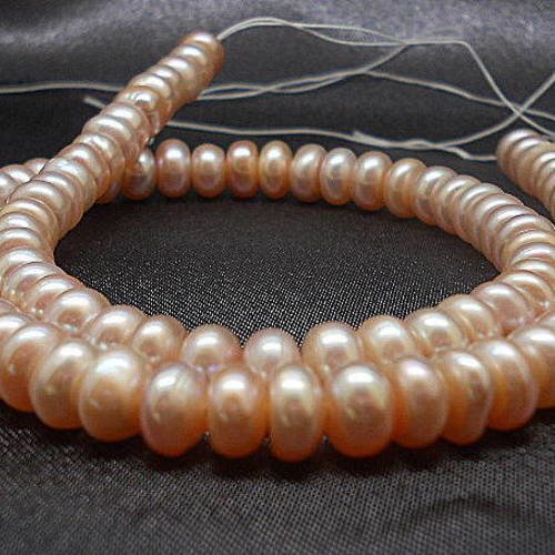 25 veritables perles de culture nacrées forme bouton d'eau douce rondes roses dim 7-8 mmmm 