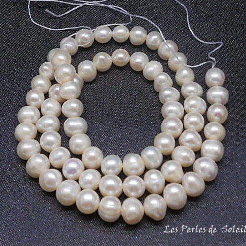 25 veritables perles de culture nacrées baroques d'eau douce blanches 8-9m 