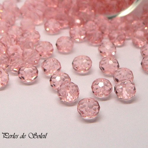 25 perles de verre cristal rondelle à facettes de couleur rose 8x10mm "imitation cristal swarowski" 