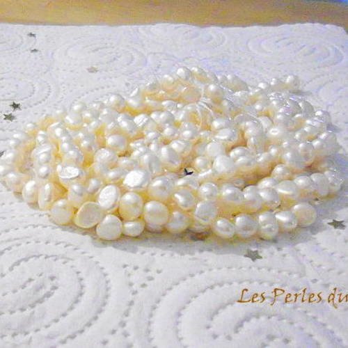 50 veritables perles de culture nacrées baroques d'eau douce blanches dim  5-6mm 