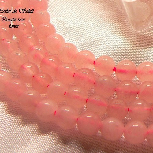 40 perles gemme quartz naturel rose 6mm.