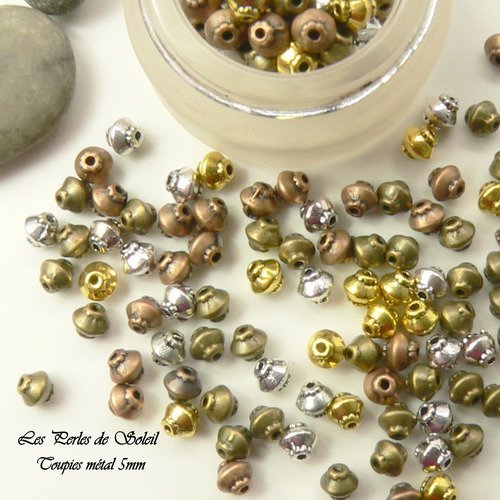 25 perles toupies en metal couleur mixtes 5x4.5 mm