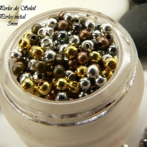 50 perles en laiton 3mm couleurs mixtes