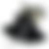 2 grands pompons avec coupelle en corde couleur noire  12 cm