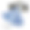 2 grands pompons avec coupelle en corde couleur bleu ciel  12 cm