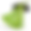 2 grands pompons avec coupelle en corde couleur vert tendre 12 cm