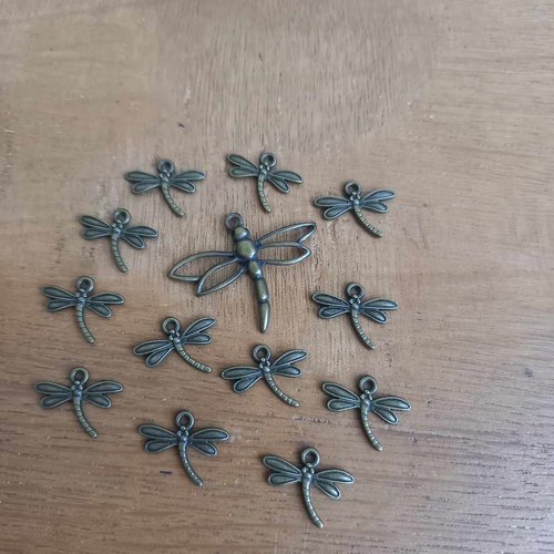 Lot de 12 libellules bronze + 1 grande offerte