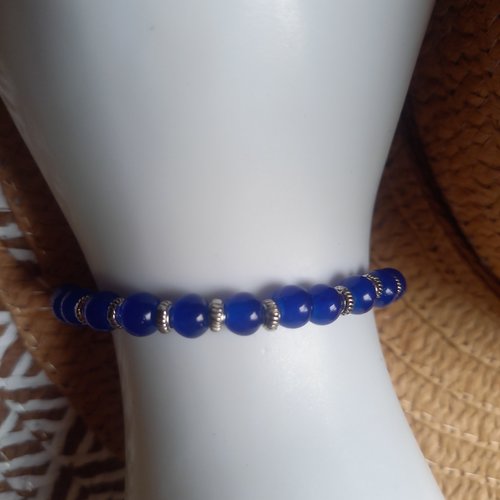 Bracelet femme en perles de verre bleu