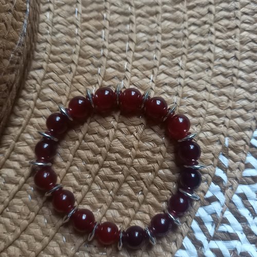 Bracelet perles de verre rouge grenat