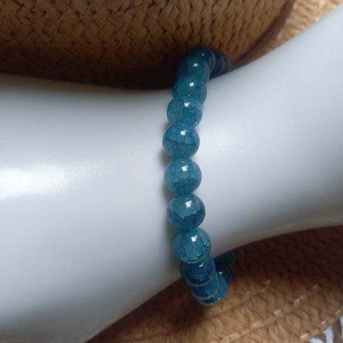 Bracelet femme en perles de quartz bleu