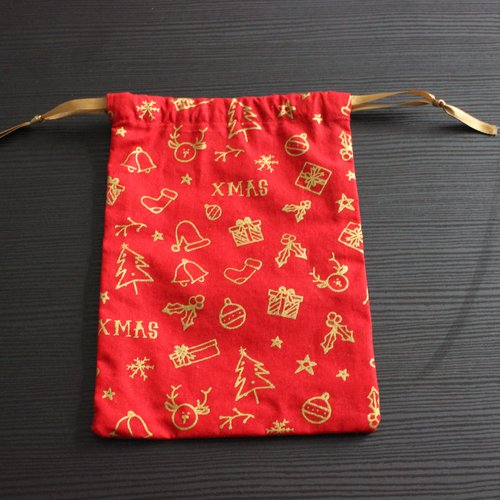 Sac pochon noël rouge