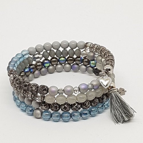  bracelet à mémoire de forme gris, bleu