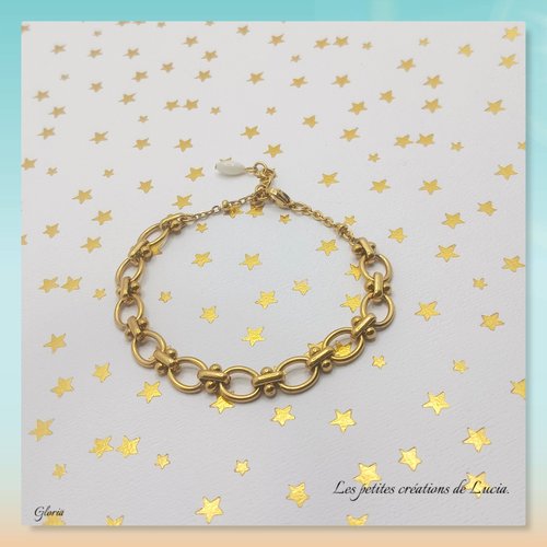 Bracelet gros chaînons, acier inoxydable doré