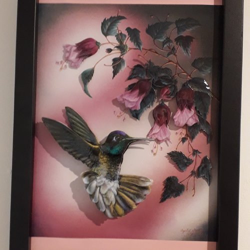 Tableau 3d oiseau colibri