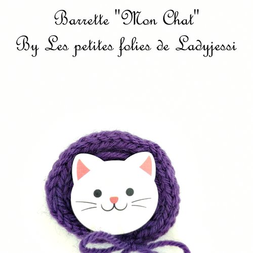Barrette chat violet