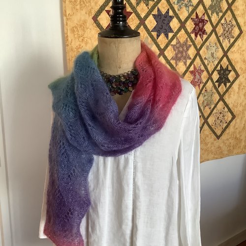 Étole ou écharpe multicolore en mohair et soie