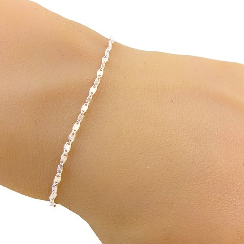 Bracelet fin argent, chaine originale soleil, cadeau anniversaire femme