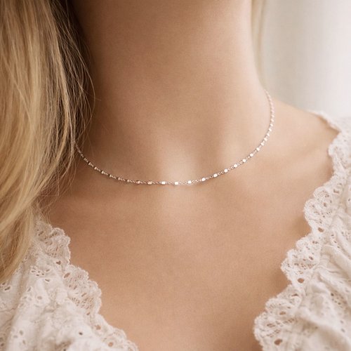 Collier ras de cou perles carrées en argent 925, bijou minimaliste femme, cadeau élégant