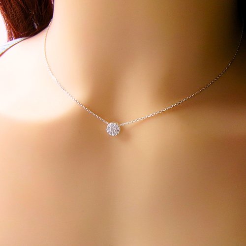 Collier ras de cou en argent zirconium lumineux