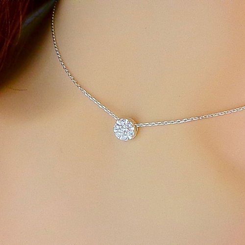 Collier ras de cou diamant, oxyde de zirconium, collier argent massif 925, bijoux minimalistes, cadeau de noël