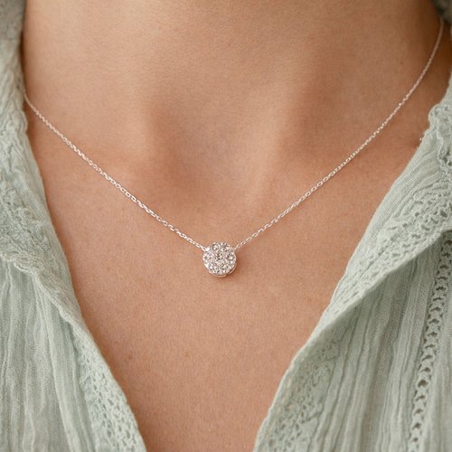 Collier ras de cou en argent 925 avec zirconium lumineux