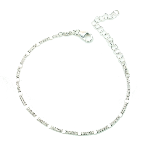 Bracelet chaine fine - argent - chaine petits carrés plats - cadeau pour elle