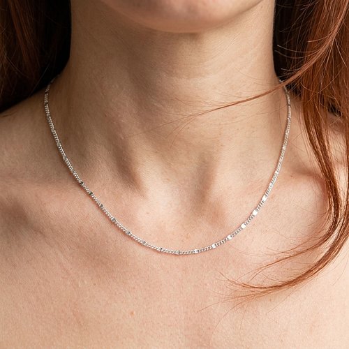 Collier argent 925 à maille carrée plate – chaîne fine et minimaliste