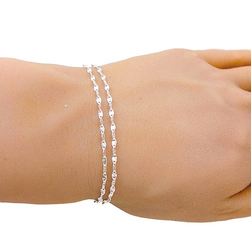 Bracelet double rang soleil argent 925 – chaîne fine originale – bijou minimaliste femme