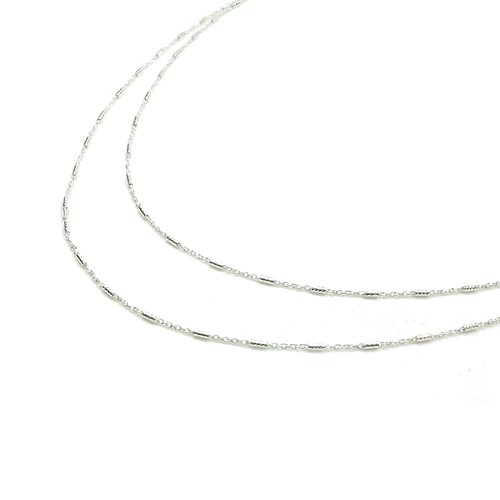 Collier double rang en argent, chaîne torsadée tube, collier multirang, cadeau anniversaire femme